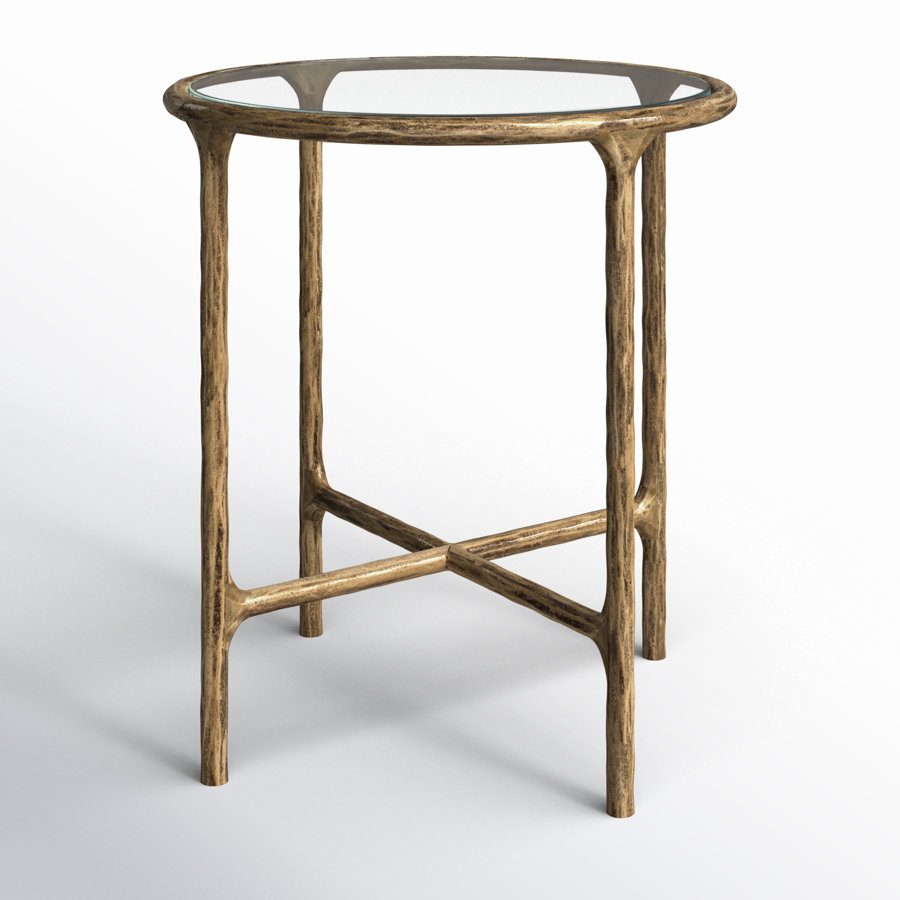 Evelynn Glass Cross Legs End Table